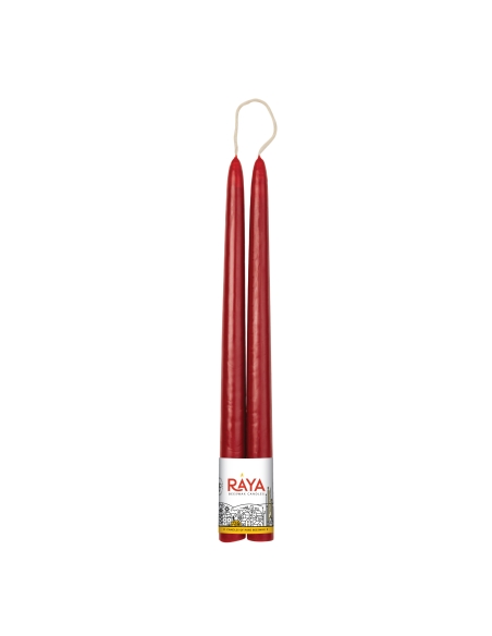Classic taper candles of pure beeswax, red - 32 cm, 13"