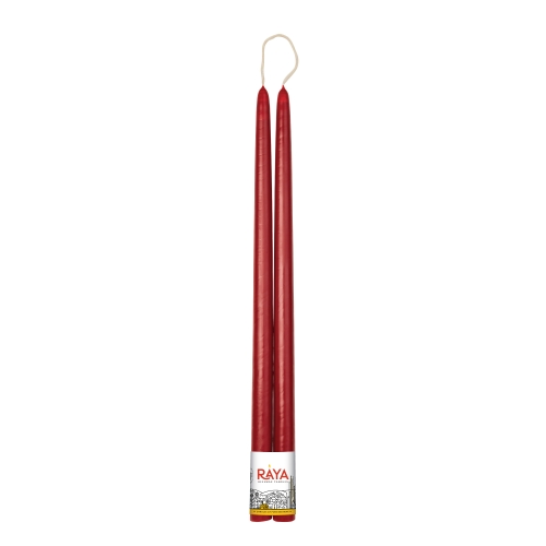 Classic taper candles of pure beeswax, red - 44 cm, 17"