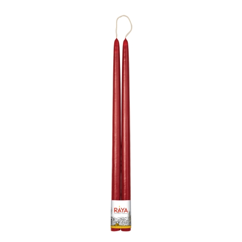 Classic taper candles of pure beeswax, red - 44 cm, 17"