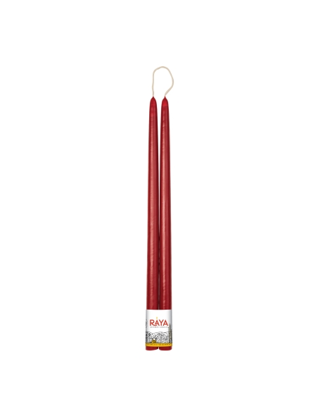 Classic taper candles of pure beeswax, red - 44 cm, 17"