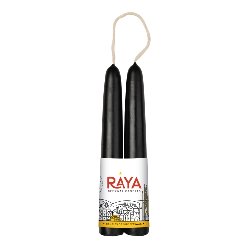 Classic taper candles of pure beeswax, black- 15 cm, 6"