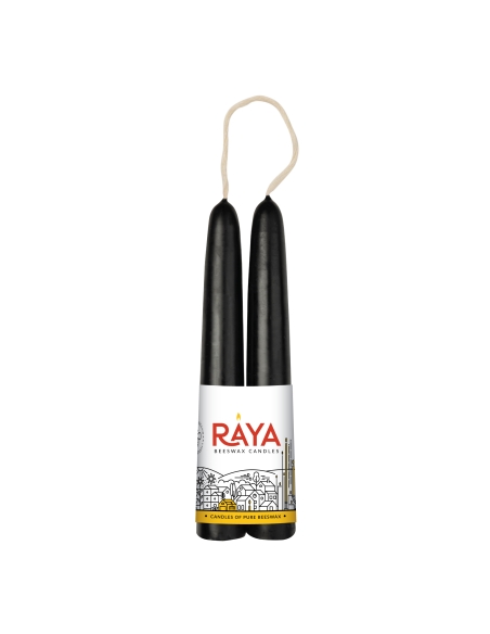 Classic taper candles of pure beeswax, black- 15 cm, 6"