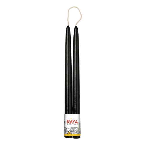 Classic taper candles of pure beeswax, black - 32 cm, 13"