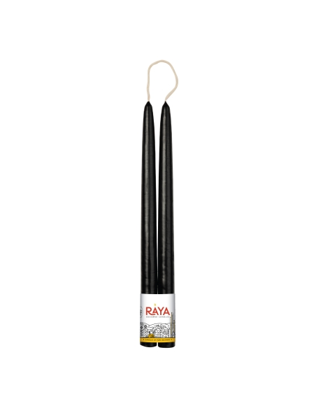 Classic taper candles of pure beeswax, black - 32 cm, 13"