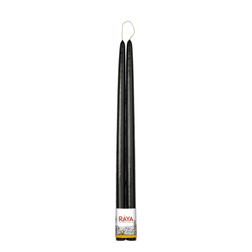Classic taper candles of pure beeswax, black - 44 cm, 17"
