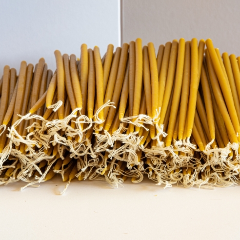 Dipped beeswax taper candles - thick, 22cm, 9"