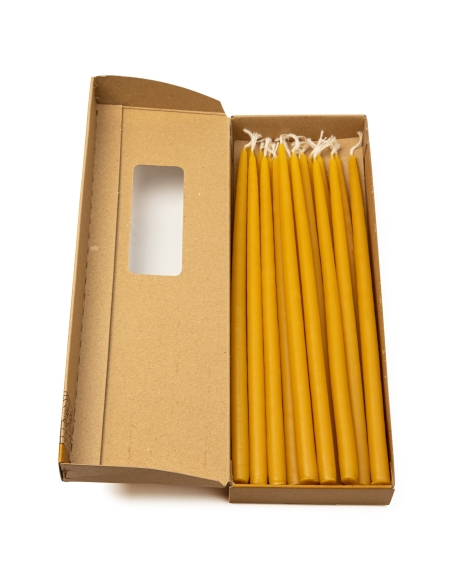 Dipped beeswax taper candles - thick, 22cm, 9"