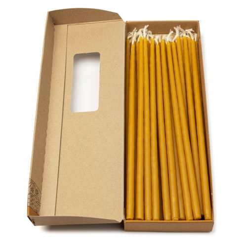 Dipped beeswax taper candles - 22cm, 9"