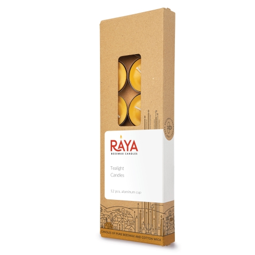 Natural Beeswax Tealight Candle - Aluminum cup -12pcs box
