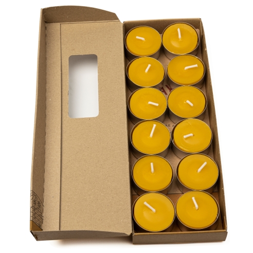 Natural Beeswax Tealight Candle - Aluminum cup -12pcs box