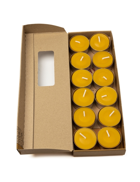 Natürliche Bienenwachs Teelicht Kerze - Aluminium-Tasse -12pcs Box