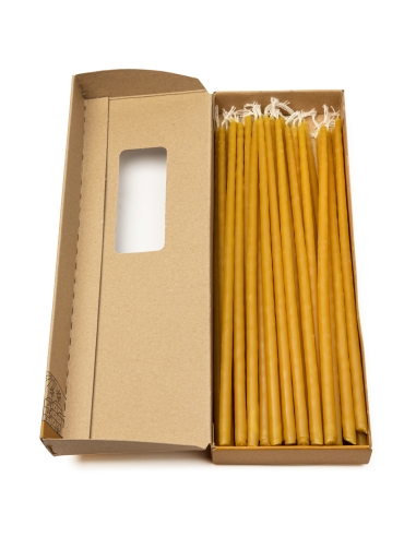 Dipped beeswax taper candles - slim, 22cm, 9"