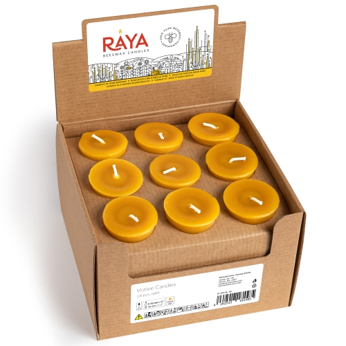 Natural Beeswax Votive Candles - refills 18 pcs box