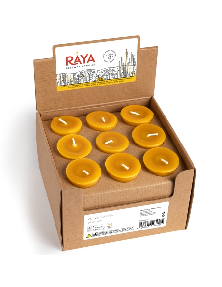 Natürliche Bienenwachs Votivkerzen - Nachfüllungen 18er Box