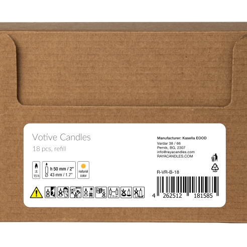 Natural Beeswax Votive Candles - refills 18 pcs box