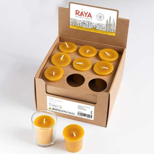 Natural Beeswax Votive Candles - refills 18 pcs box