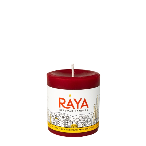 Round Pure Beeswax Pillar Candle, red - 3", 8 cm