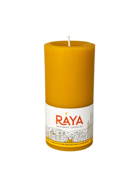 Round Pure Beeswax Pillar Candle - 4", 15 cm