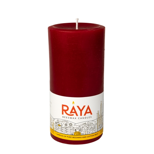 Round Pure Beeswax Pillar Candle, red - 4", 15 cm