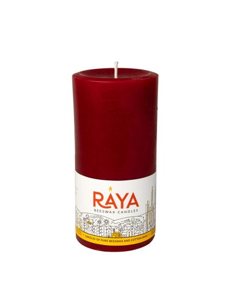 Round Pure Beeswax Pillar Candle, red - 4", 15 cm