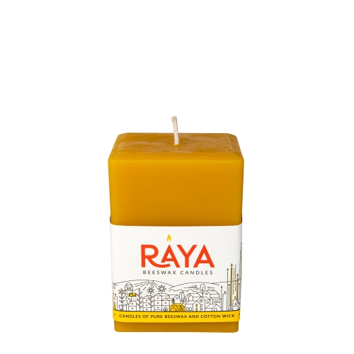 Square Pure Beeswax Pillar Candle - 4", 10 cm