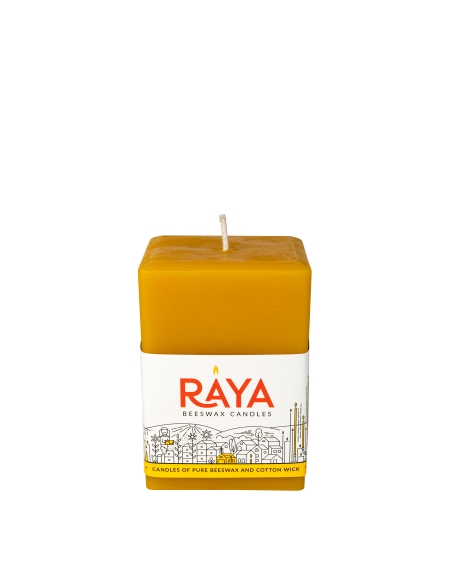 Square Pure Beeswax Pillar Candle - 4", 10 cm