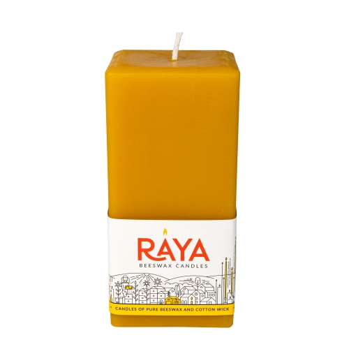 Square Pure Beeswax Pillar Candle - 6", 15 cm