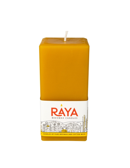 Square Pure Beeswax Pillar Candle - 6", 15 cm