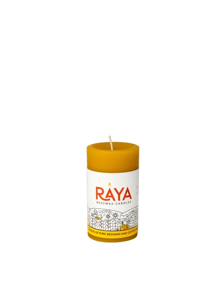 Small round pure beeswax pillar candle - 3", 8 cm