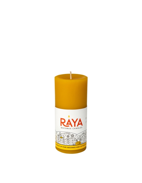 Small round pure beeswax pillar candle - 4", 10 cm