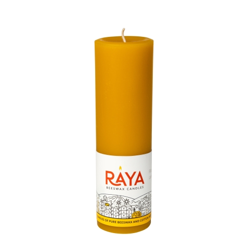 Small round pure beeswax pillar candle - 6", 15 cm