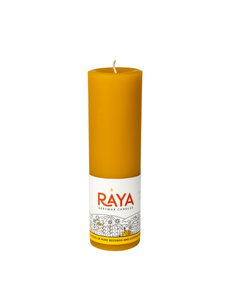 Small round pure beeswax pillar candle - 6", 15 cm