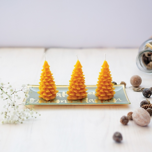 Natürliche Bienenwachs-Zierkerze - Tannenbaumkerze