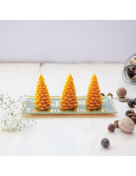 Natürliche Bienenwachs-Zierkerze - Tannenbaumkerze