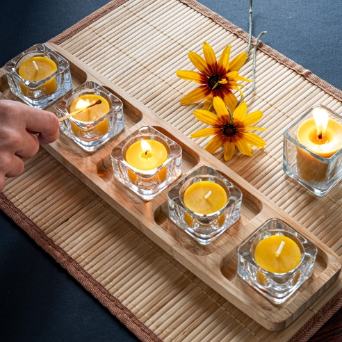 Natural Beeswax Tealight Candle - refills 12pcs box