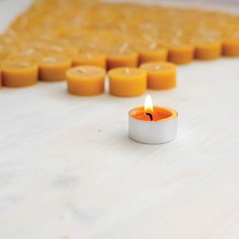 Natural Beeswax Tealight Candle - Aluminum Cup - 36pcs box