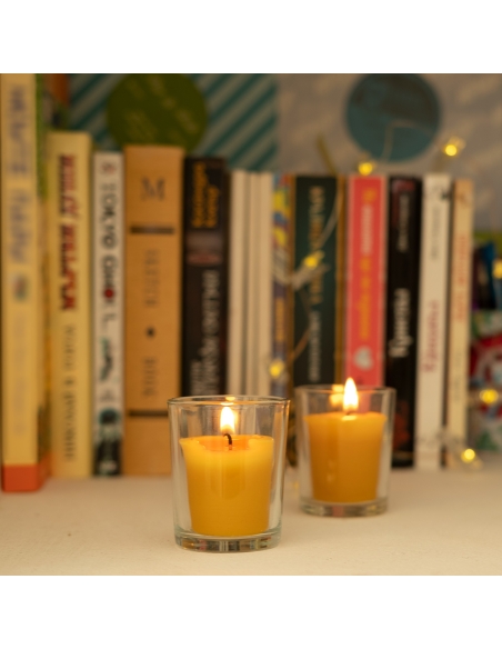 Natural Beeswax Votive Candles - refills 18 pcs box