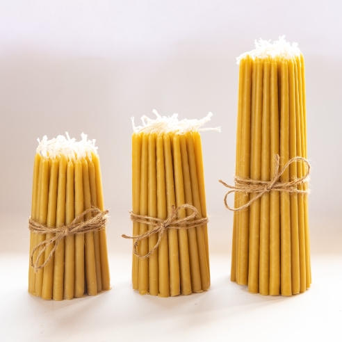 Natural Beeswax Hand-Dipped Hanukkah Candles - 13cm, 5"