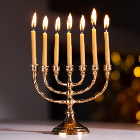 Natural Beeswax Hand-Dipped Hanukkah Candles - 13cm, 5"