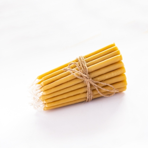 Natural Beeswax Hand-Dipped Hanukkah Candles - 15cm, 6"