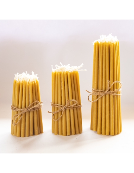 Natural Beeswax Hand-Dipped Hanukkah Candles - 15cm, 6"