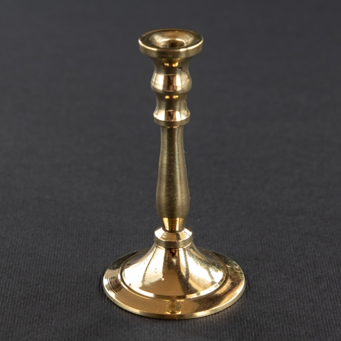 Goldfarbener Kerzenständer für dünne und schlanke Stumpenkerzen, konisch, Messing