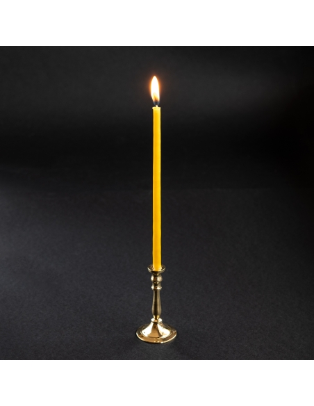 Gold-colored candlestick for thiny and slim tapper candles, conic, brass