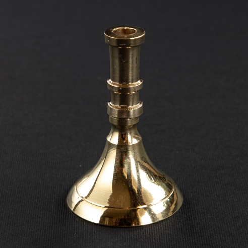 Small gold color candlestick for slim tapper candles, conic, brass, short-size