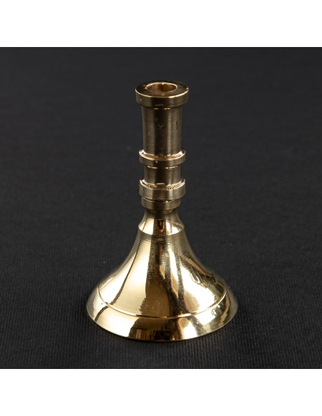 Small gold color candlestick for slim tapper candles, conic, brass, short-size