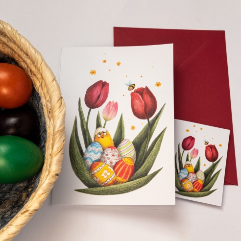 Greeting card for Easter - pencil illustration